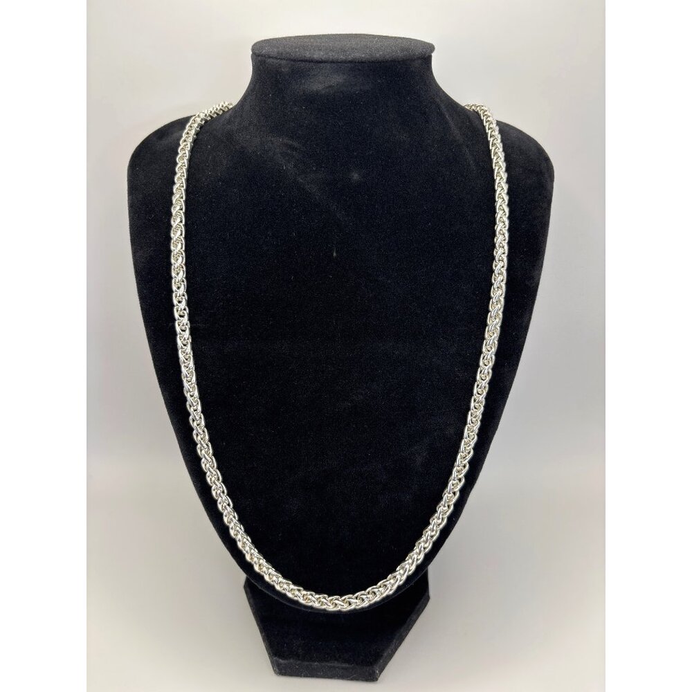 Napier Vintage Silver Tone Wheat Chain 24" Necklace Signed